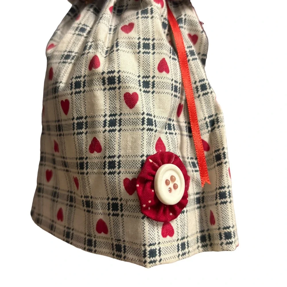 Handmade Primitive Angel Doll Ornament Plaid Heart‎ Dress Rustic Folk Art 8